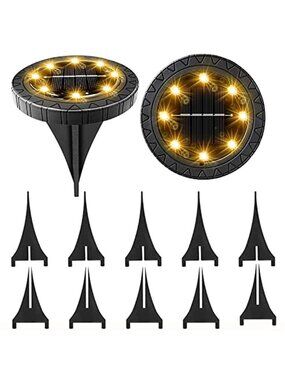 Solar Disk Lights Outdoor Waterproof LED Pathway Garden Landscape Lights